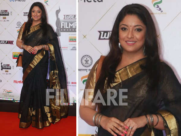 Wolf777news Filmfare Awards 2022: Tanushree Dutta walks the red carpet in a gorgeous black saree
