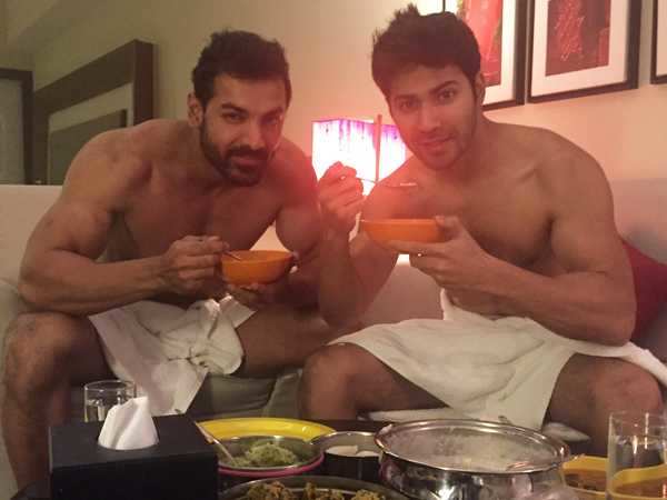 Varun Dhawan and John Abraham chill in barely-there towels | Filmfare.com