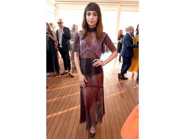 Lily Collins in Prabal Gurung 