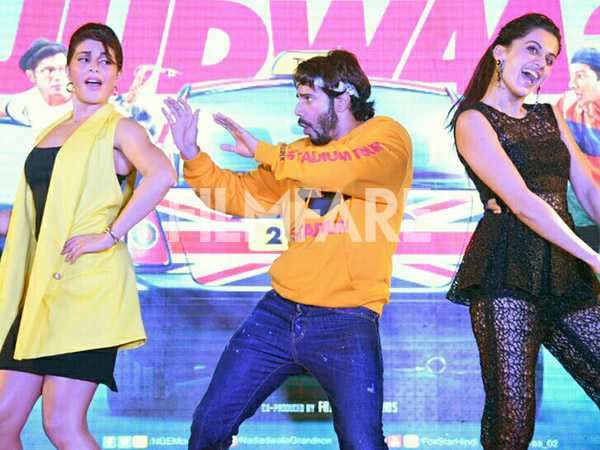 Varun Dhawan, Jacqueline Fernandez and Taapsee Pannu have a gala time promoting Judwaa 2