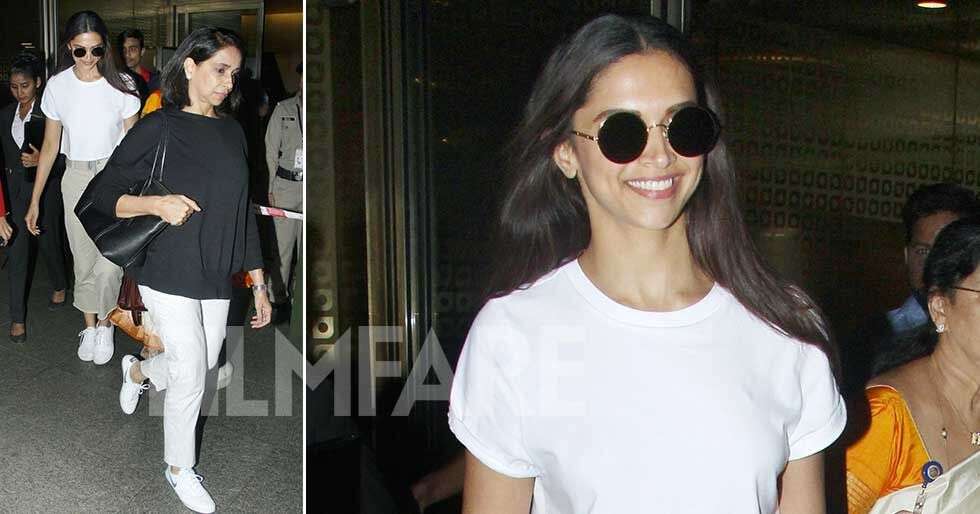 Happy Deepika Padukone returns to Mumbai with her mom | Filmfare.com