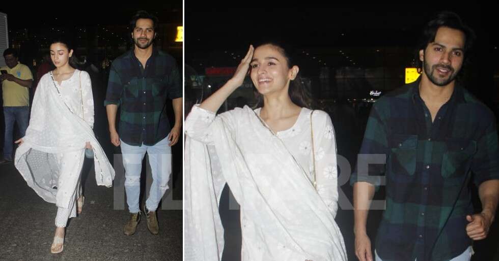 Varun Dhawan and Alia Bhatt are all smiles on their return to Mumbai ...