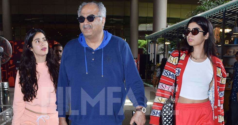 Janhvi, Boney and Khushi Kapoor return from their London trip ...