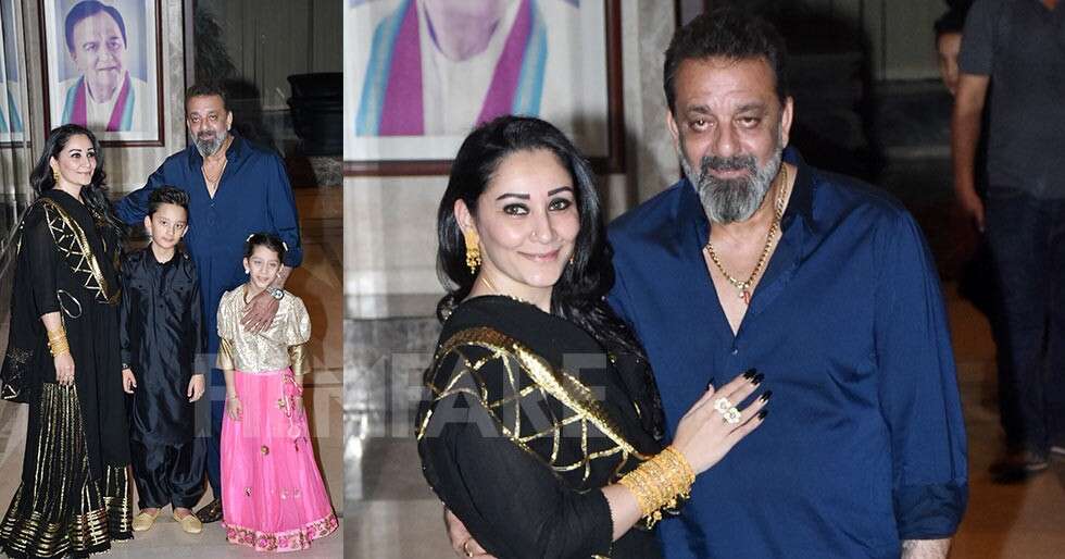 Sanjay Dutt and his family celebrating Diwali at their residence ...