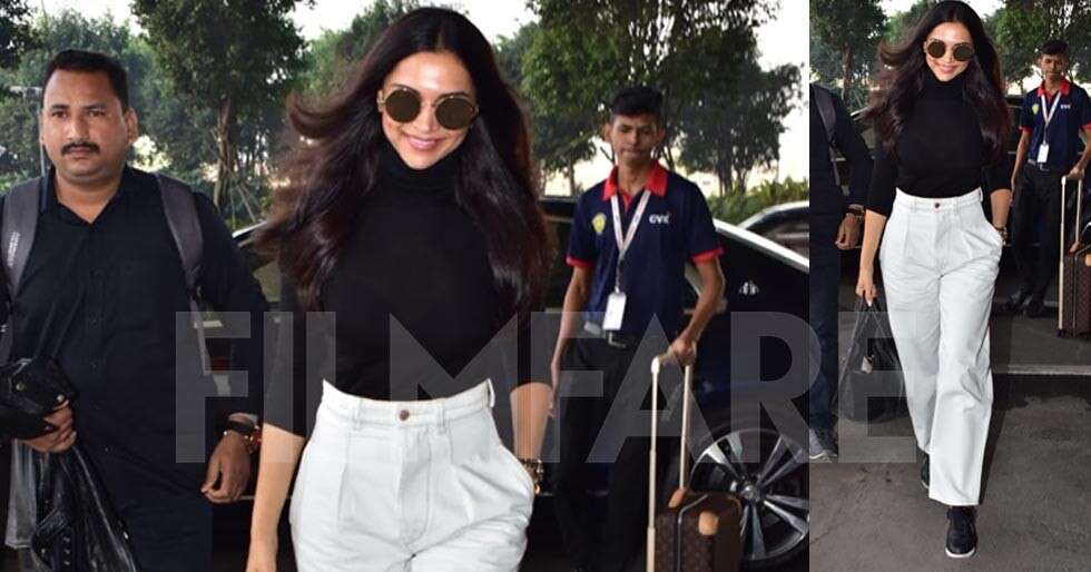 Deepika Padukone rocks the monochrome look as she struts into the ...