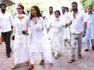 Kajol, Ajay Devgn, Veena Devgan arrive for late Veeru Devgan’s prayer meet