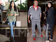 Photos: Janhvi, Khushi and Boney Kapoor leave for Singapore
