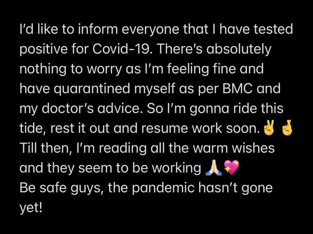 Kriti Sanon Confirms Testing Positive For COVID-19 | Filmfare.com