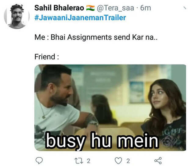 Check out the best memes from the Jawaani Jaaneman trailer | Filmfare.com