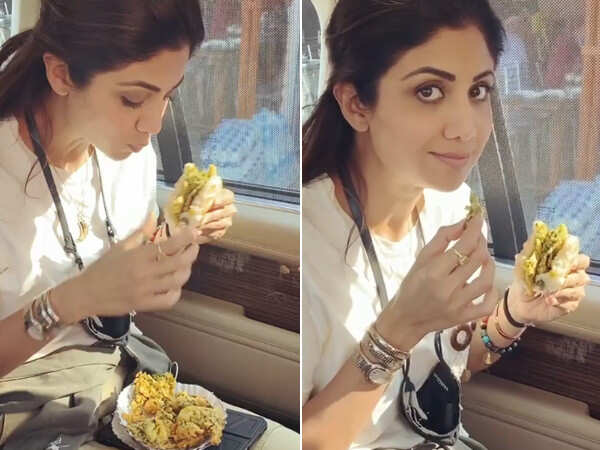 Shilpa Shetty enjoys some Mumbai street food | Filmfare.com