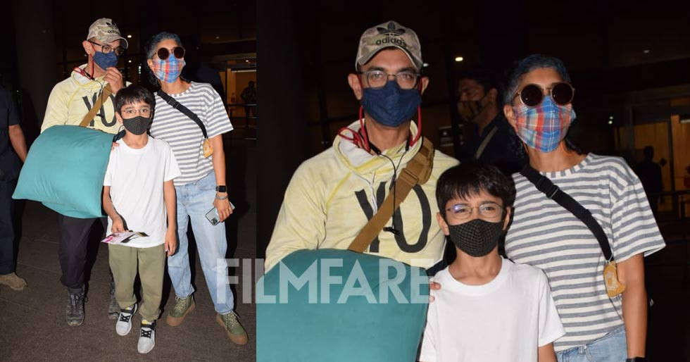 Aamir Khan, Kiran Rao and Azad Rao Khan spotted at the airport