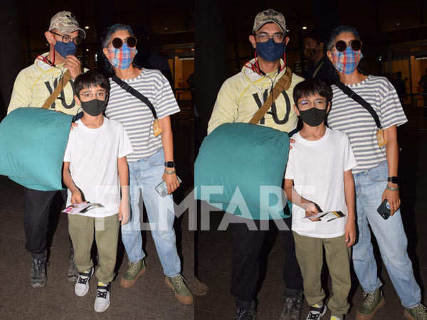 Aamir Khan, Kiran Rao and Azad Rao Khan spotted at the airport