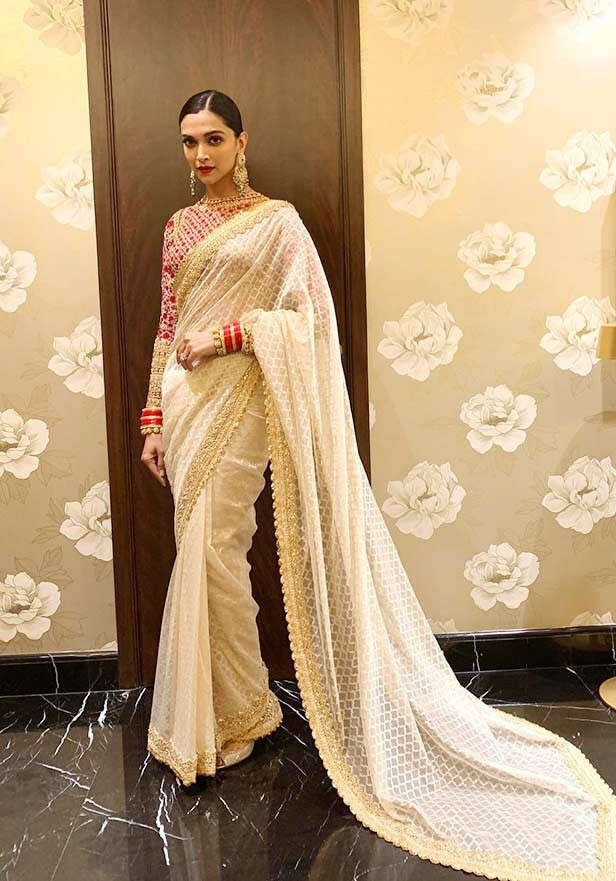 deepika padukone in saree classic hues 81628580976