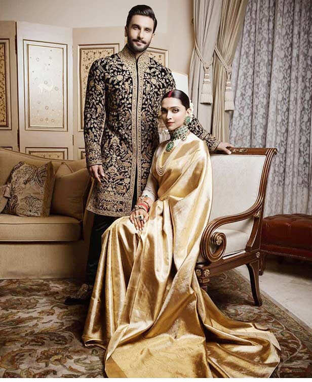 Deepika in 2025 golden saree