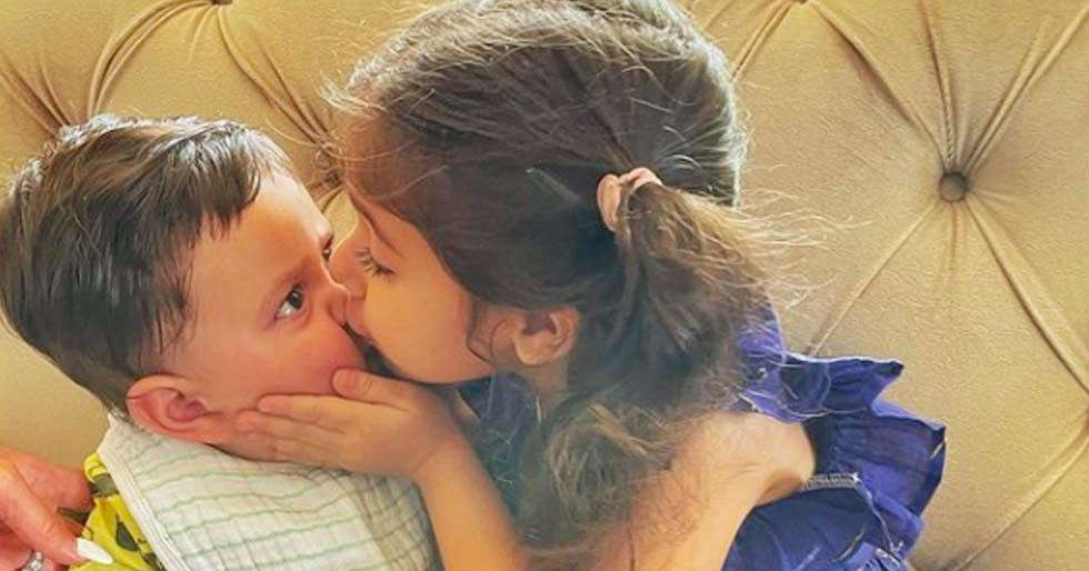 Sister Inaaya showers love on baby Jeh on his first Rakshabandhan