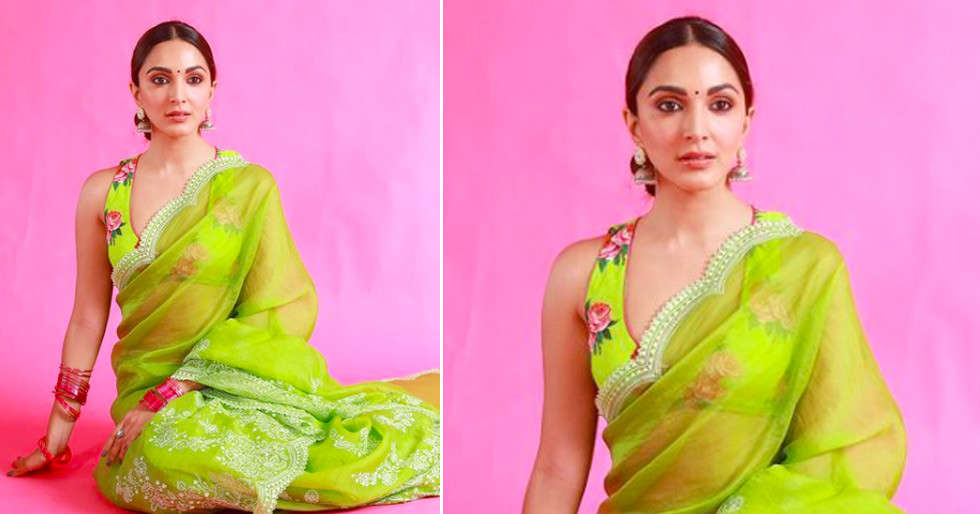 Photos: Kiara Advani dons a stunning green saree for Shershaah promotions