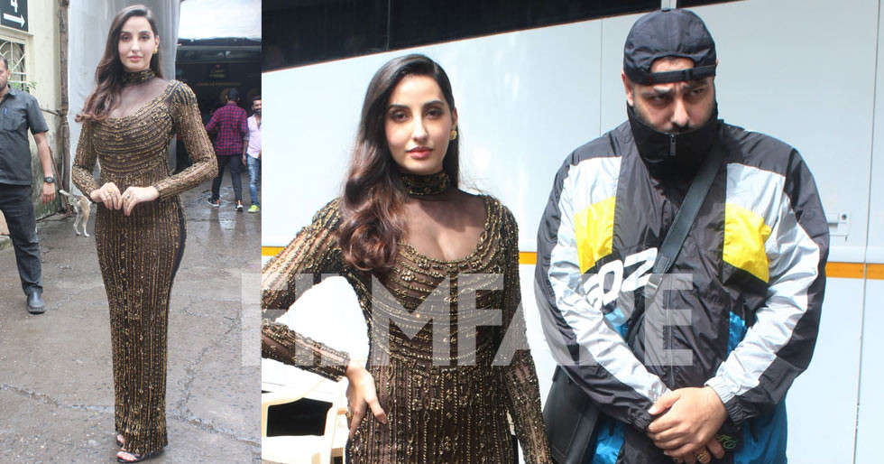 Photos: Nora Fatehi shimmers in a gown, Badshah goes casual