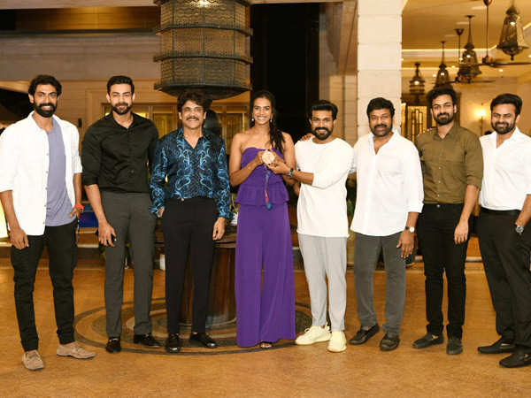 Chiranjeevi and Ram Charan host an event for Olympic medalist PV Sindhu