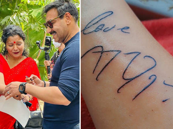 Ajay Devgn’s female fan gets his autograph tattooed