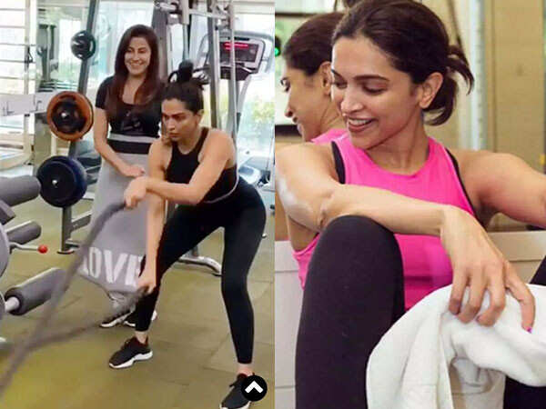 Deepika Padukone Exercising In Skimpy Leggings Hot Yoga Pants