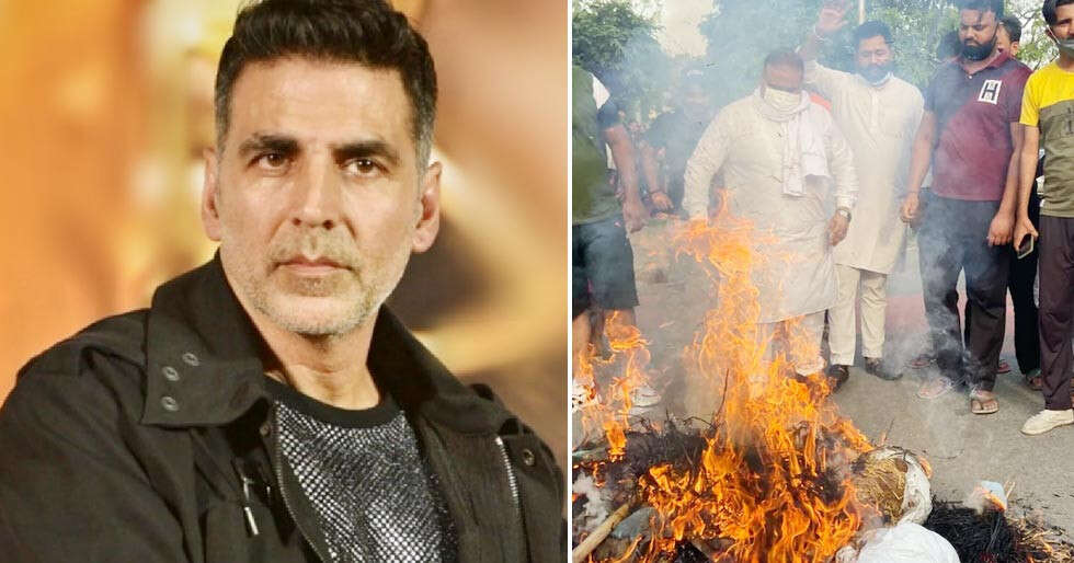 Akshay Kumarâs effigy burnt in Chandigarh as a protest against Prithviraj film title