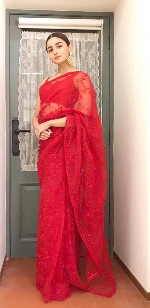 Alia Bhatt aces wedding guest style in red Sabyasachi sari | Vogue India |  Vogue Closet