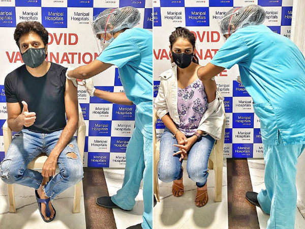 Genelia Deshmukh and Riteish Deshmukh get the first jab of the vaccine