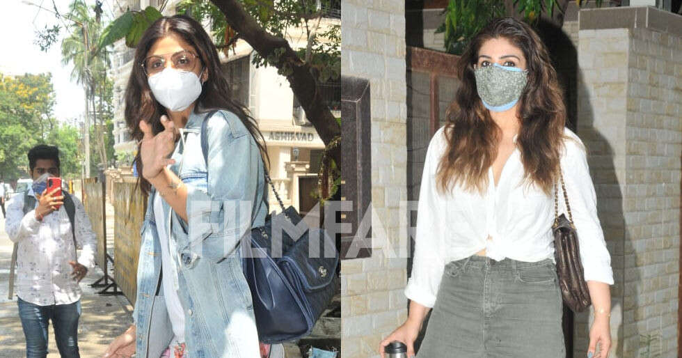 Shilpa Shetty Kundra And Raveena Tandon Snapped Out And About In Mumbai 