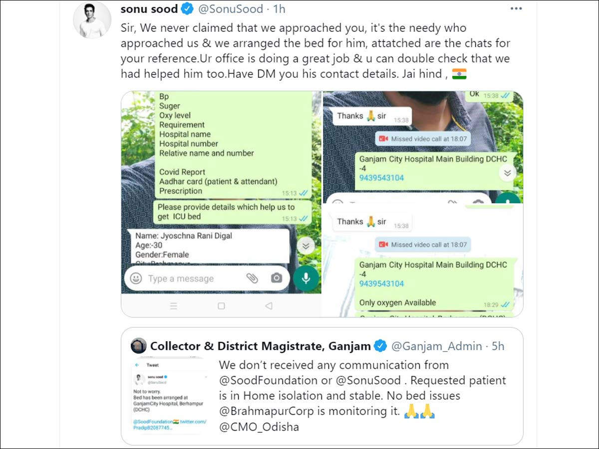 Sonu Sood provides screenshots after being accused of taking undue credit  for helping COVID patients | Filmfare.com