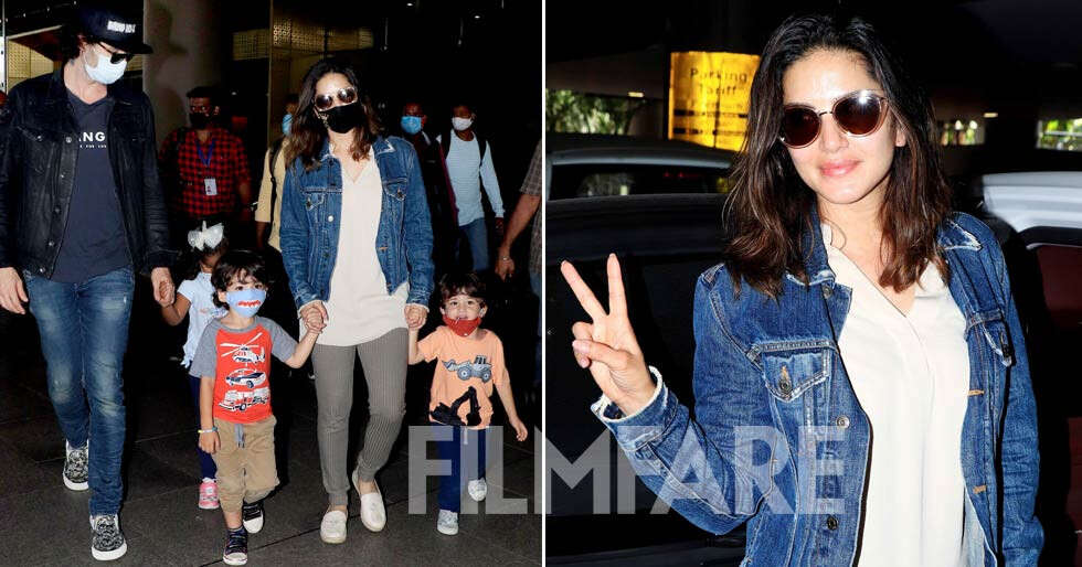 Photos: Sunny Leone snapped at the airport with her family | Filmfare.com