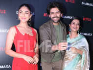 Pictures: Amruta Subhash, Kartik Aaryan, Mrunal Thakur at Dhamaka special screening