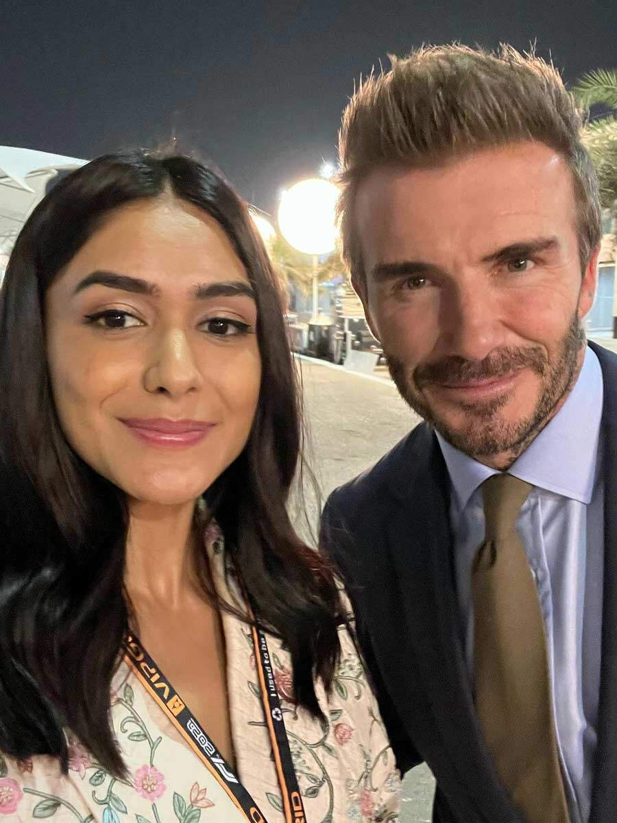 Mrunal Thakur and Mouni Roy pose with David Beckham, Ranveer Singh calls  him 