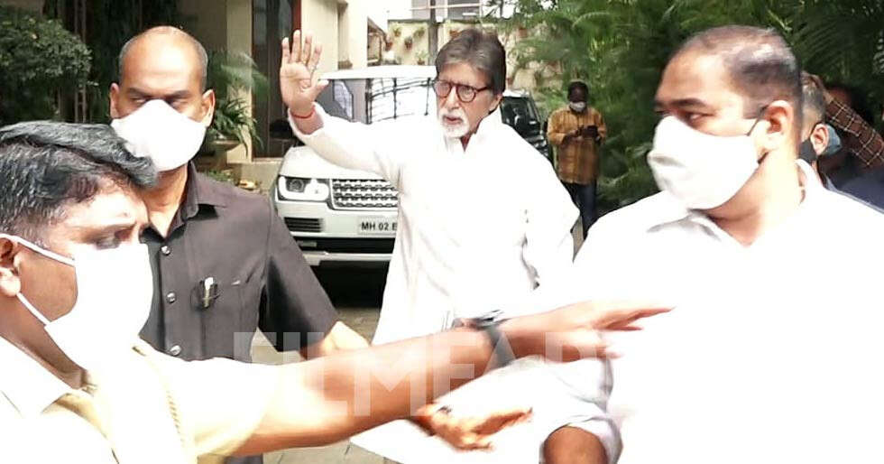 Birthday star Amitabh Bachchan greets his followers outdoors his residence