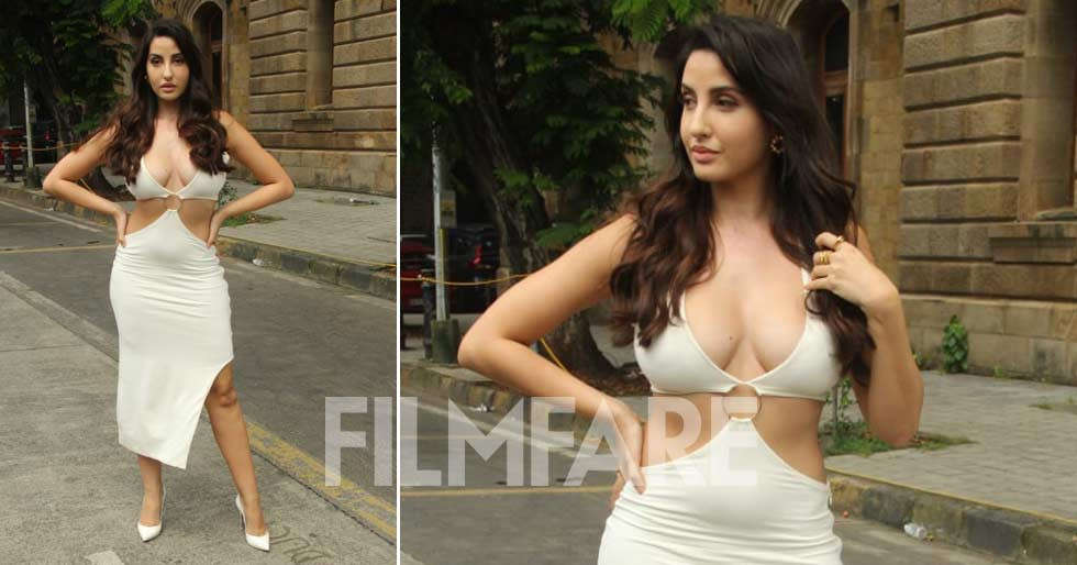 Pictures: Nora Fatehi slays in a white cut-out bodycon dress