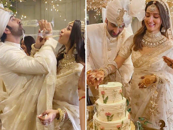 Inside Pictures: Ranbir Kapoor and Alia Bhatt toast to their wedding with Champagne and cake