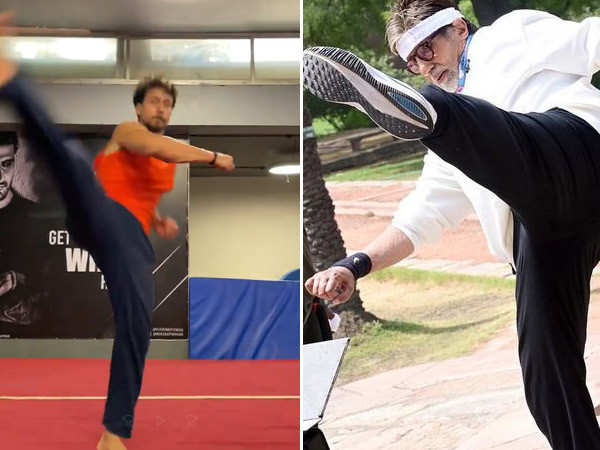 Amitabh Bachchan shares pictures of him replicating Tiger Shroff's flexible kicks