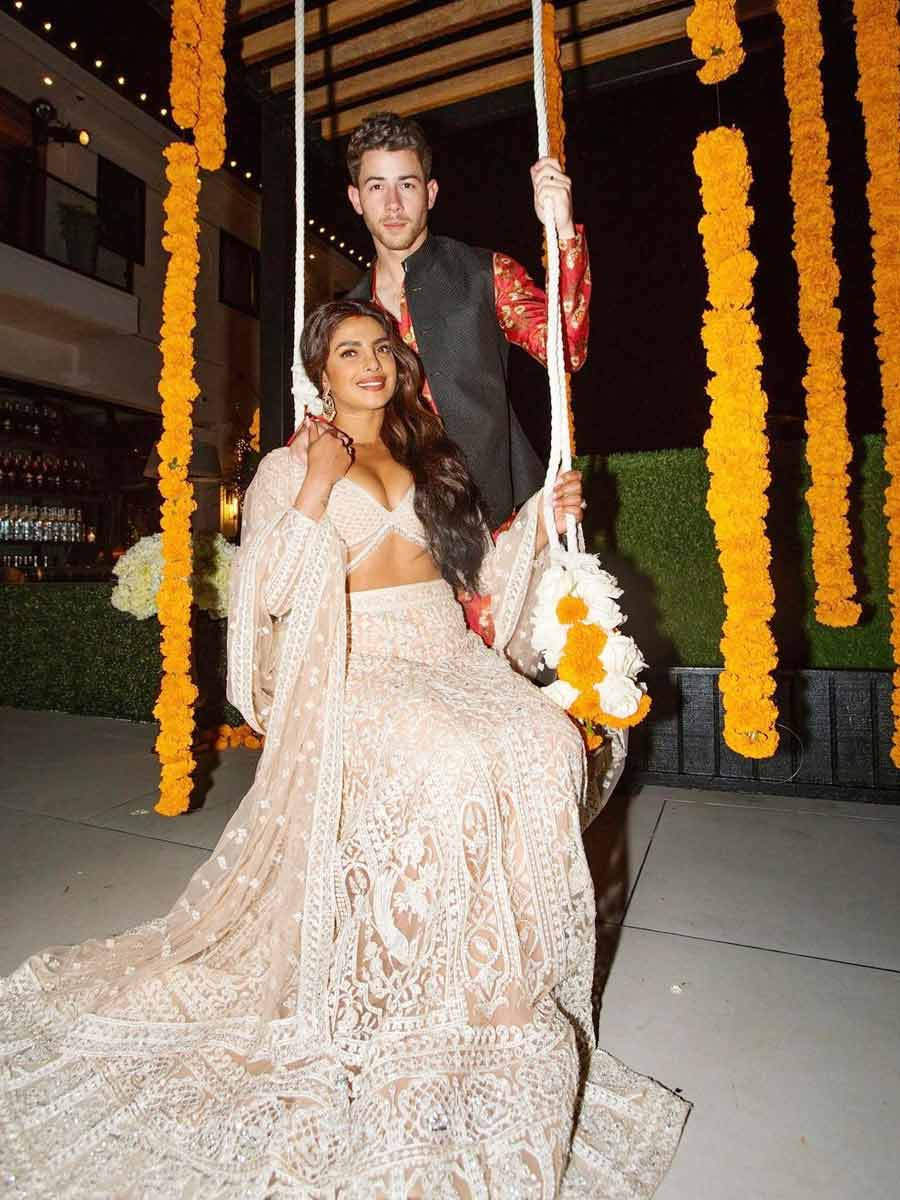 Priyanka Chopra Jonas and Nick Jonas in Indian Ethnic wear.