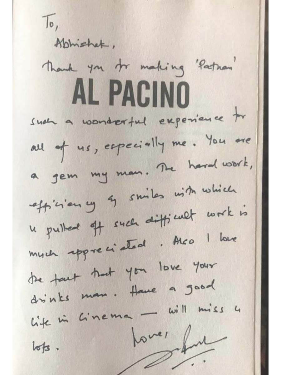 Shah Rukh Khan AL Pacino handwritten letter.