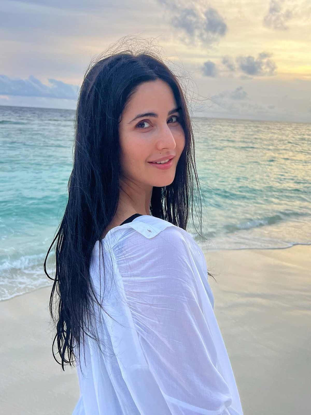 Katrina Kaif in white dress on the beach