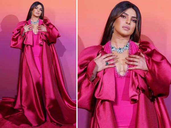 Priyanka Chopra's pink ensemble is winning over the internet. Nick Jonas reacts