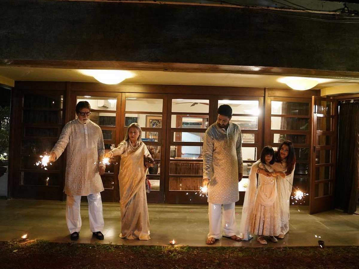 Amitabh Bachchan celebrating diwali with family.