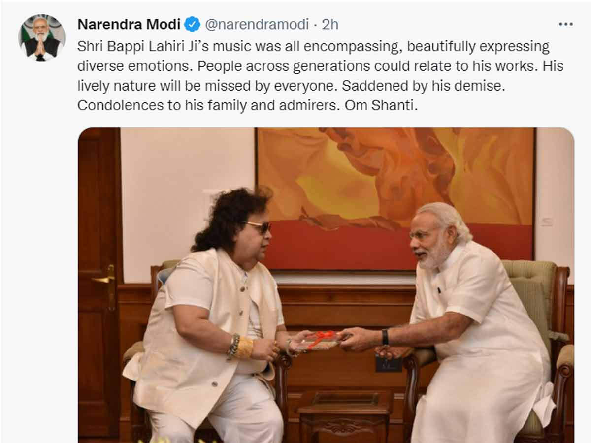 Narendra Modi's Twitter post for Bappi Lahiri.