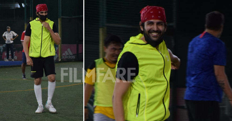 Pictures: Kartik Aaryan clicked during a football match