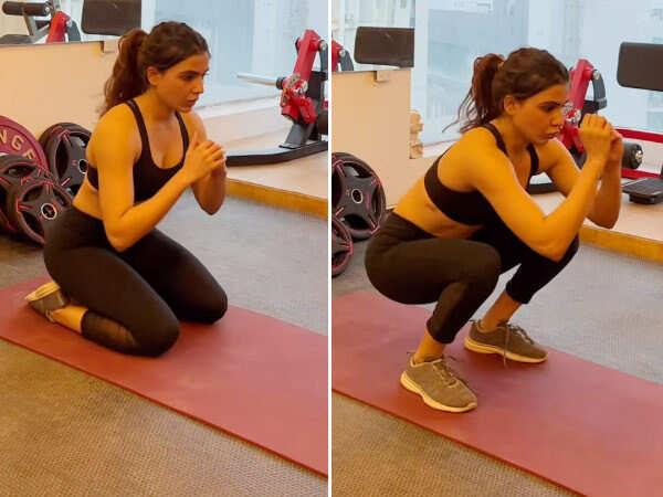 Dumbbell kneeling online squat