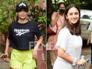 Malaika Arora and Akansha Ranjan Kapoor clicked at a yoga studio earlier today