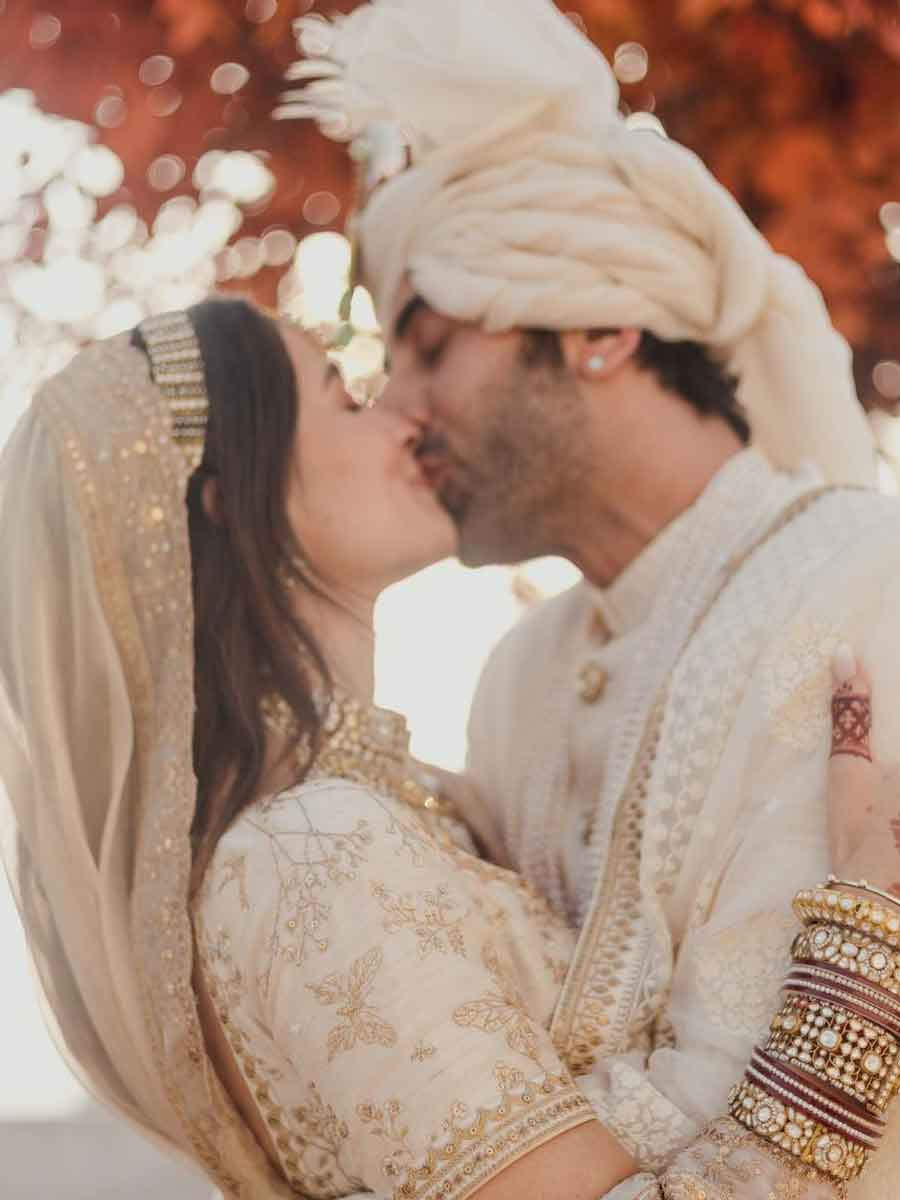 Alia Bhatt and Ranbir at their wedding.