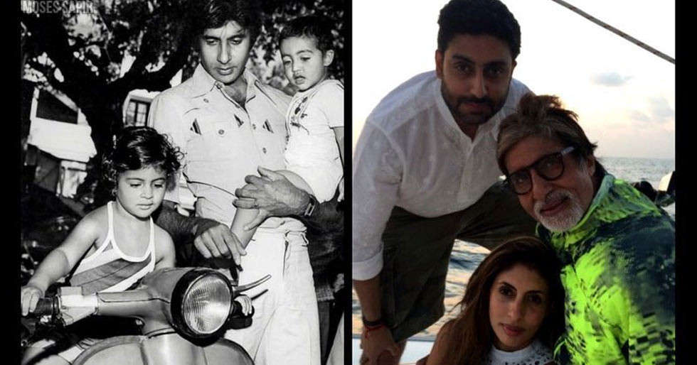 अमिताभ बच्चन ने अभिषेक बच्चन, श्वेता बच्चन नंदा के साथ एक दुर्लभ तत्कालीन और अब की तस्वीर साझा की