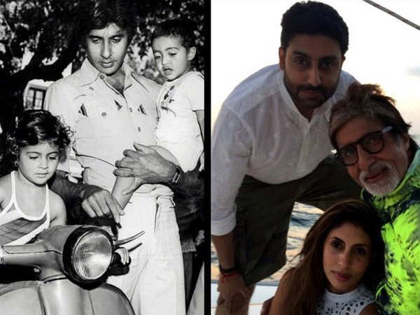 Amitabh Bachchan shares a rare then-and-now pic with Abhishek Bachchan, Shweta Bachchan Nanda