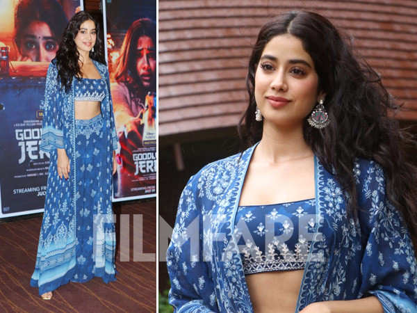 Janhvi Kapoor picks a blue co-ord set for the promotions of Good Luck Jerry