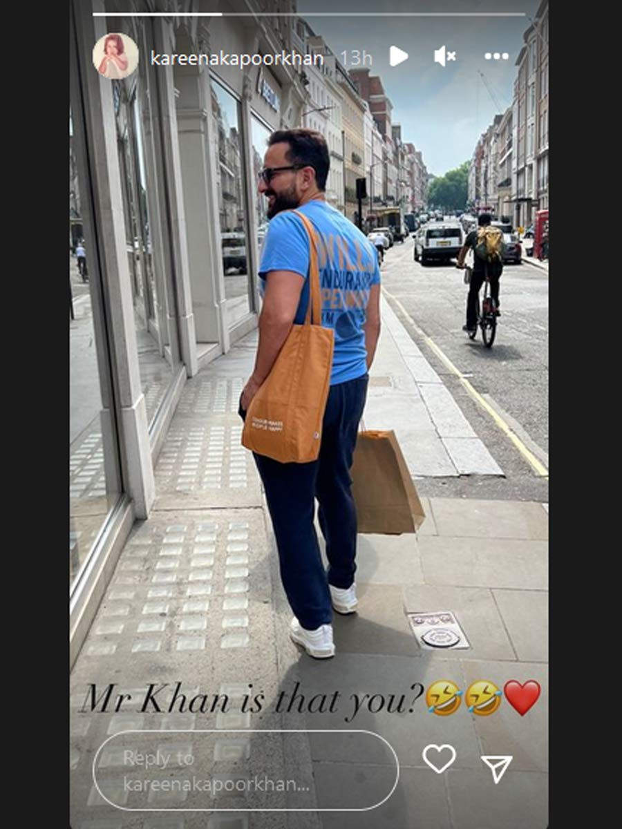Kareena Kapoor Khan shares picture of Saif Ali khan in london on instagram.